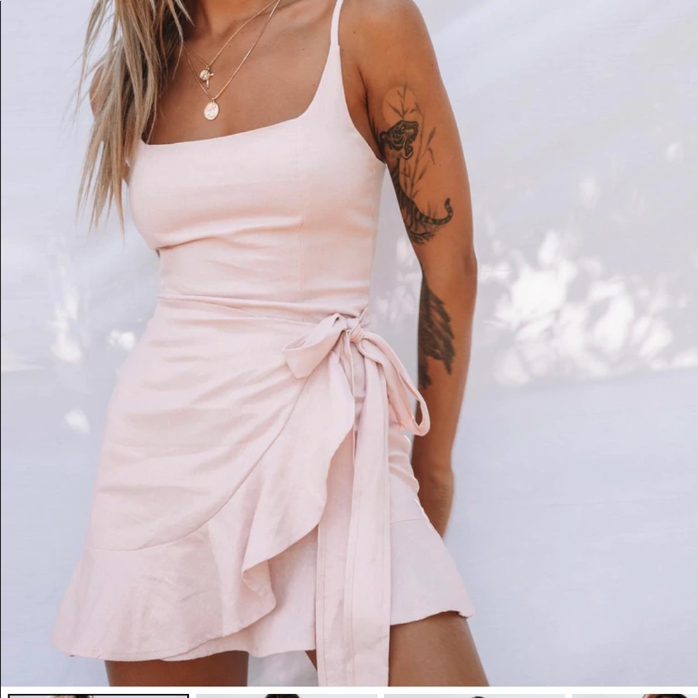 Princess Polly- cottage hill mini dress blush